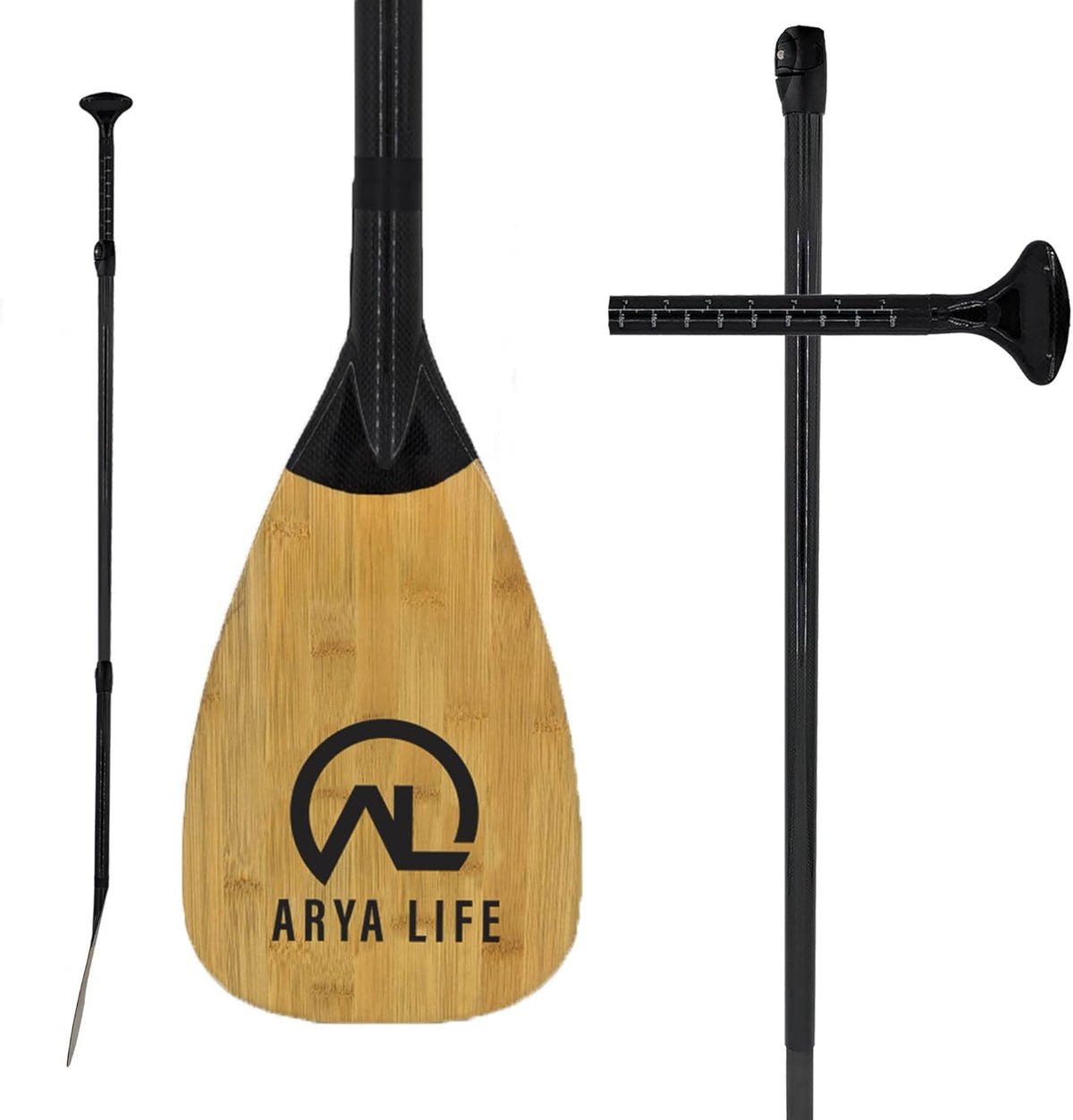3 Piece Adjustable Fiberglass Carbon Fiber SUP Paddle B3379