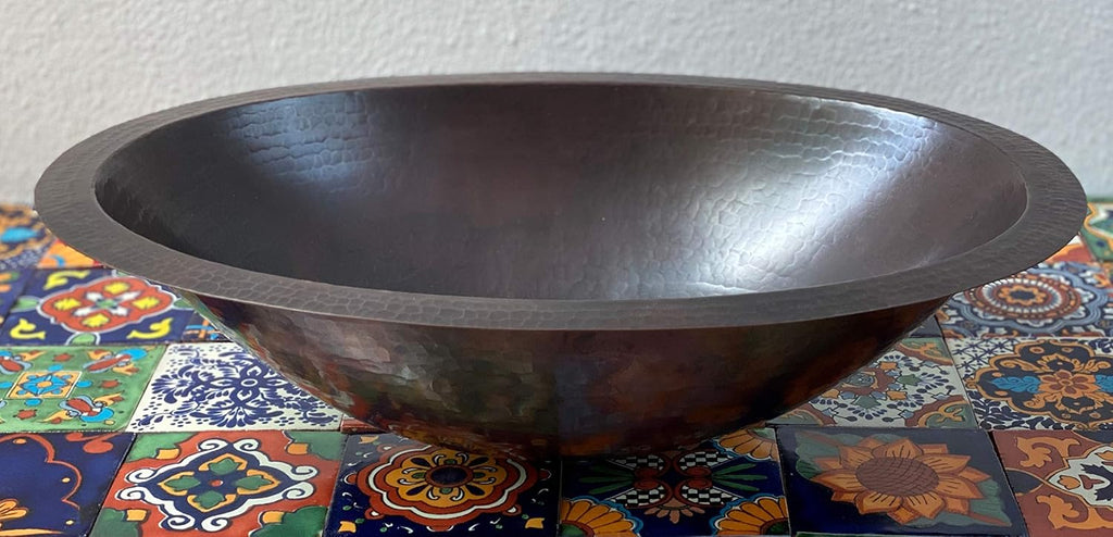 19 x 14 Oval Copper Bathroom Sink Hand Hammered Dual Mount X166
