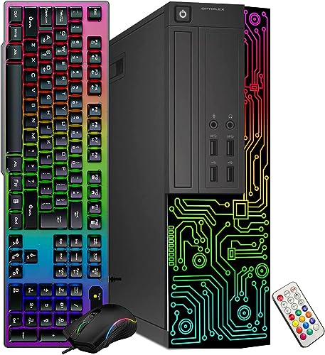 RGB Gaming Desktop Computer PC, Intel Core i5, GeForce GT 1030, 16GB RAM, 512GB SSD, 24 Inch Monitor, Keyboard Mouse Headset, WiFi, Windows 10 Pro B8357