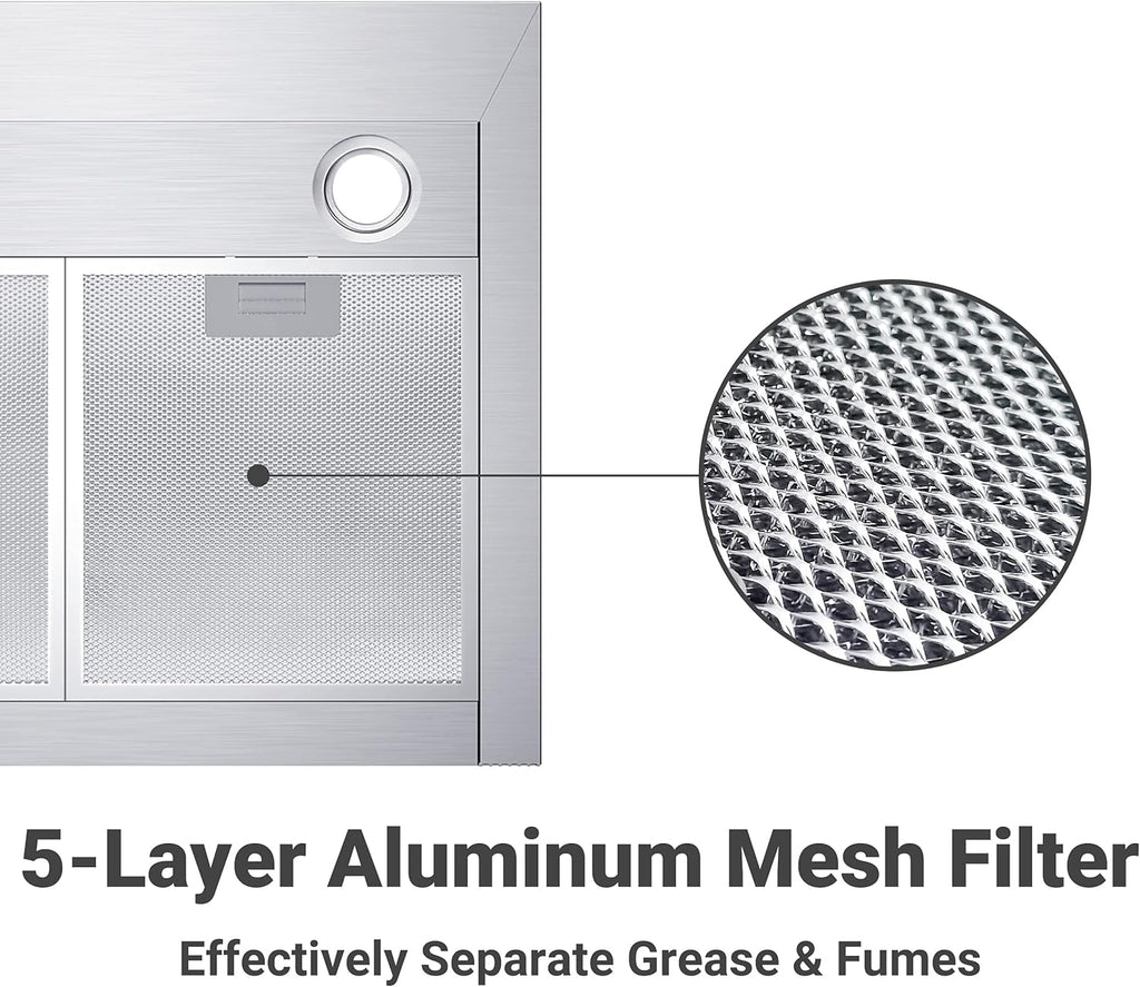 30 inch 450 CFM Convertible Wall Mount Stainless Steel Range Hood V82215