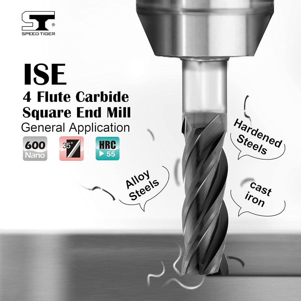 Carbide Square End Mill 4 Flute 5 Pieces 1/2 L587465