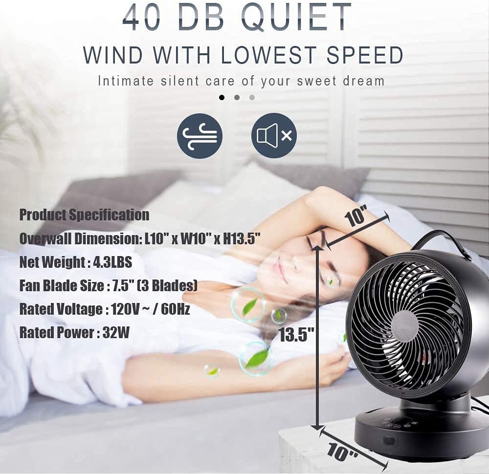 Air Circulator Fan, 8 Blade, 6 Speeds 4 Wind Modes, Oscillating, Pack of 2 I94319
