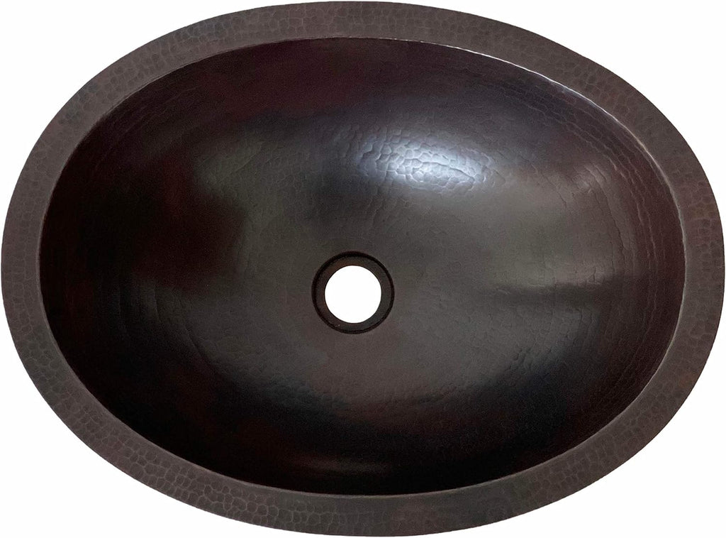 19 x 14 Oval Copper Bathroom Sink Hand Hammered Dual Mount X166