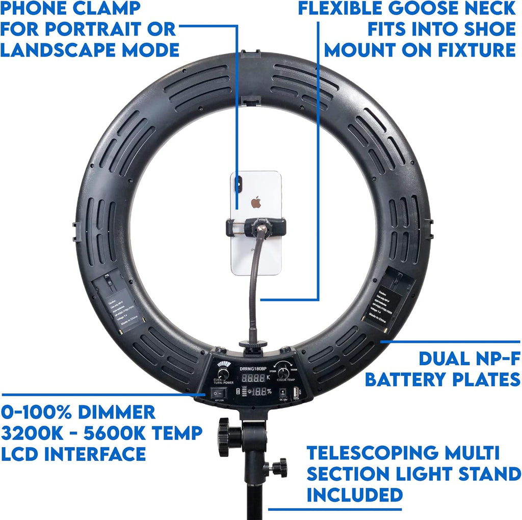 18 Dimmable Bi-Color LED Ring Light Kit with Light Stand K35478