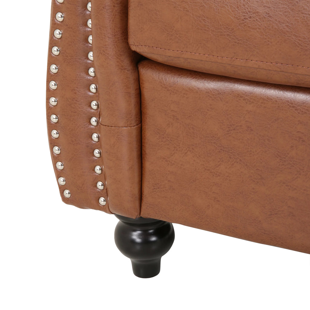 Cognac Brown and Dark Brown Faux Leather Club Chairs, Set of 2 S9231