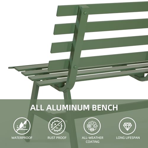Blue Weatherproof Aluminum Outdoor Bench V577