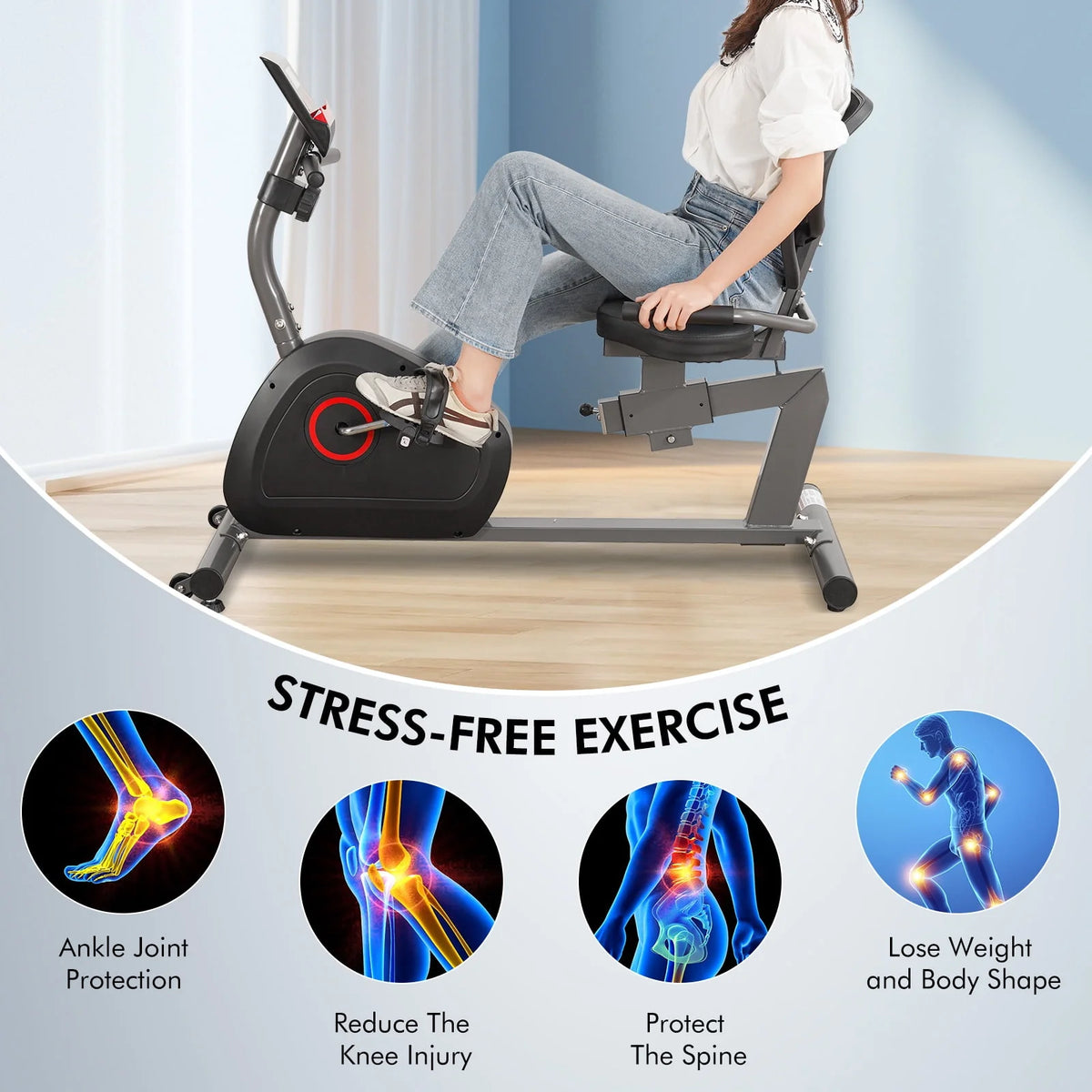 Recumbent Exercise Bike 8 Levels Quiet Z7102