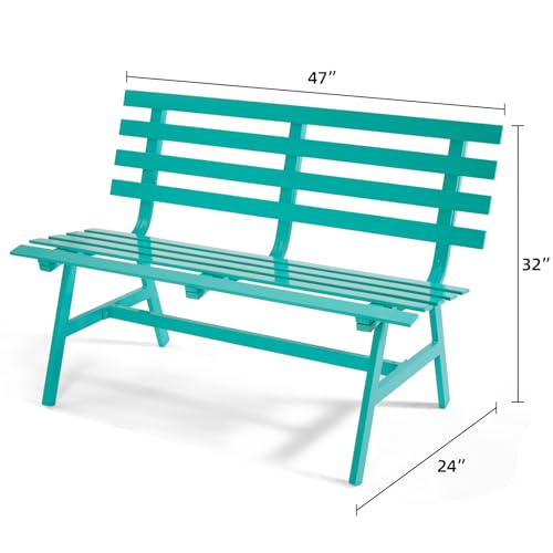 Blue Weatherproof Aluminum Outdoor Bench V577