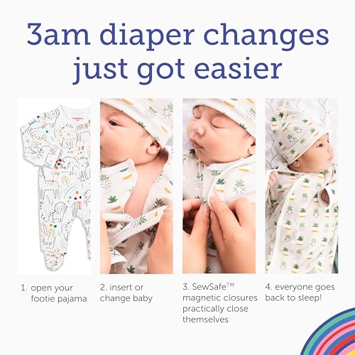 Soft Modal Baby Footie Pajamas with Magnetic Fastener B308