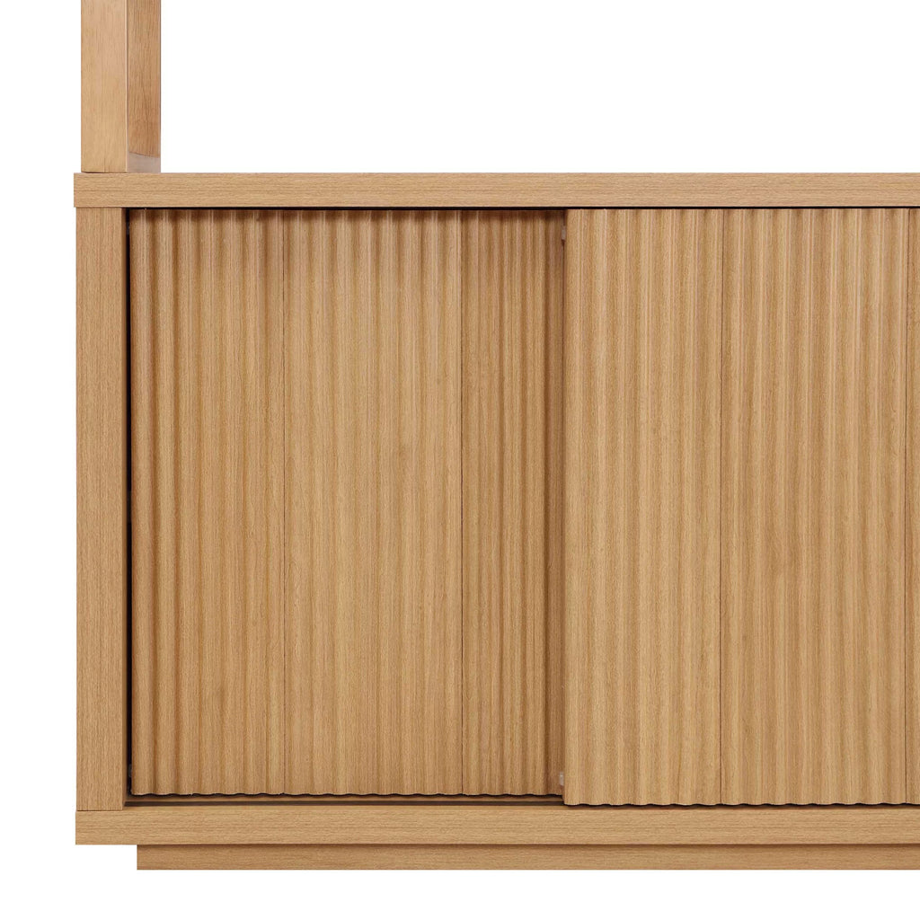 Fluted 3-Shelf Bookcase with Storage Cabinet Y318