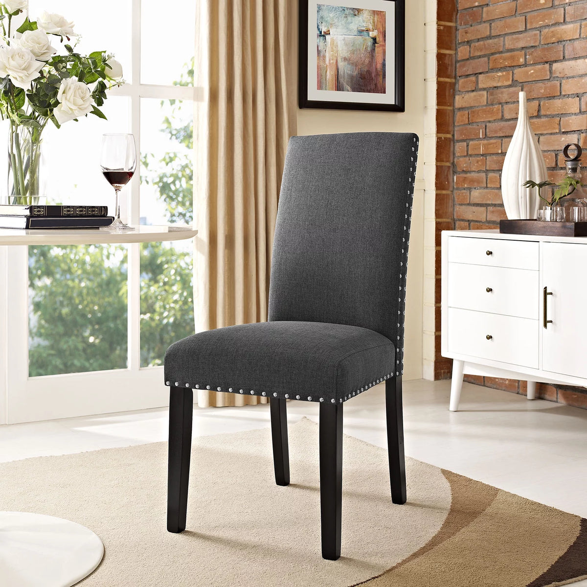 Gray Upholstered Fabric Dining Chair U266018