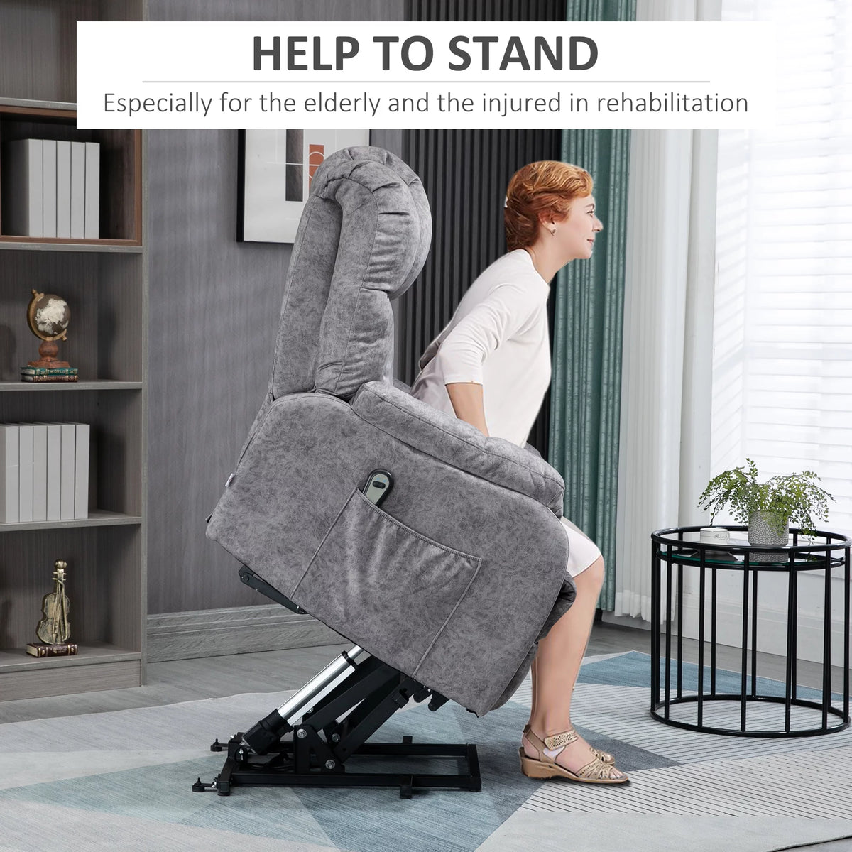 Grey Power Lift Recliner Chair with Remote Control L78592