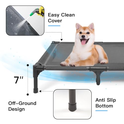 Elevated Dog Bed with Metal Frame, X-Large Grey O8317