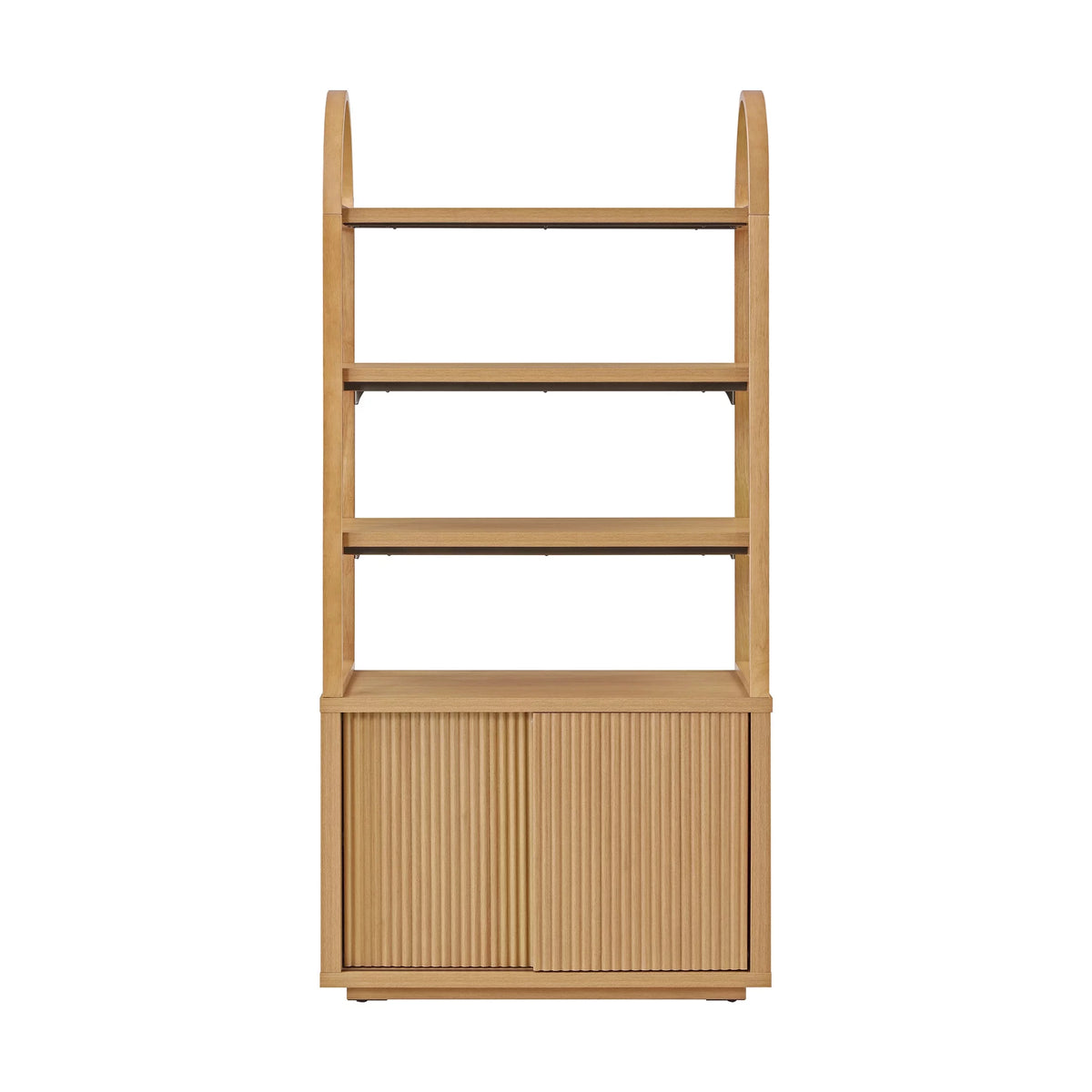 Fluted 3-Shelf Bookcase with Storage Cabinet Y318