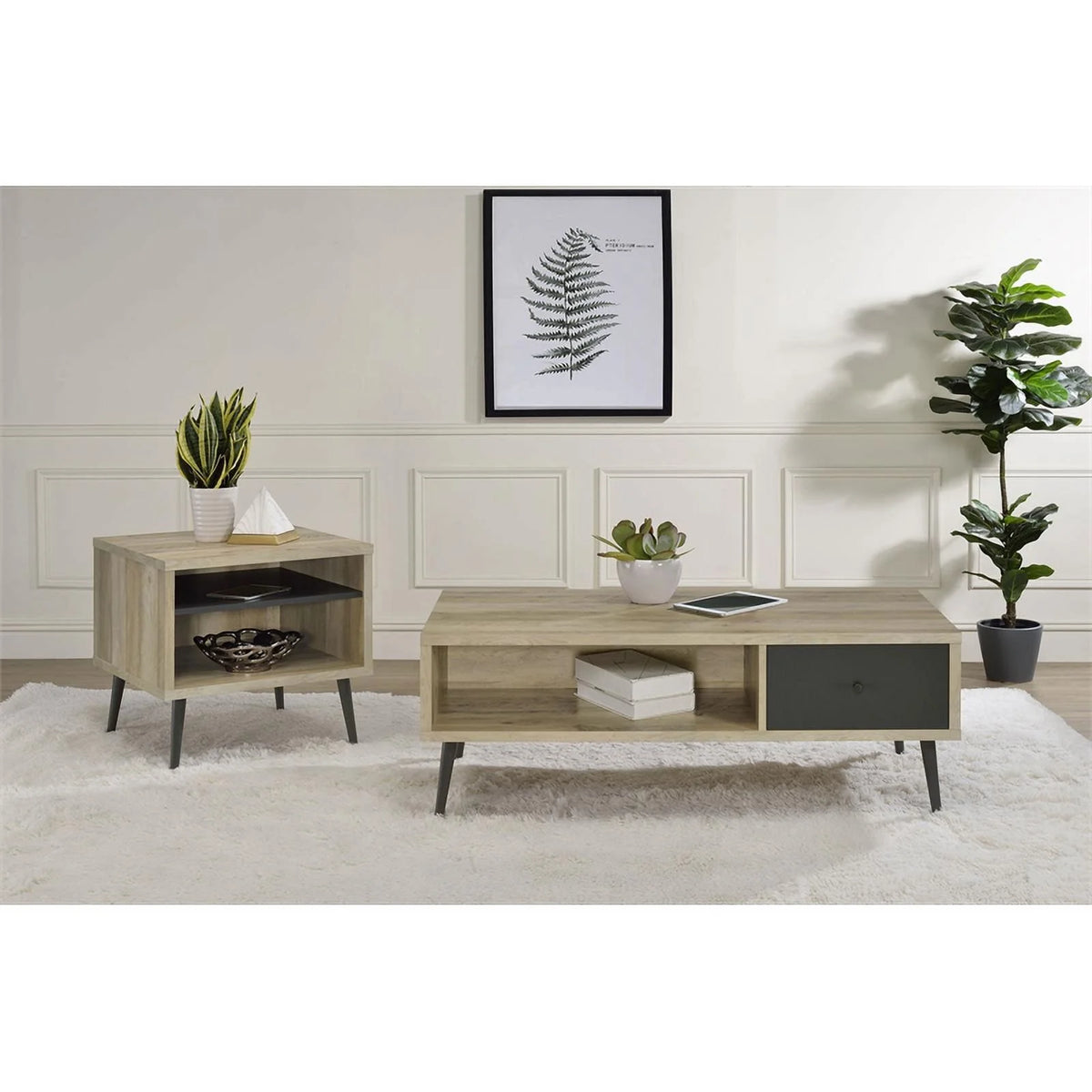 Square Engineered Wood End Table with Shelf Z63658