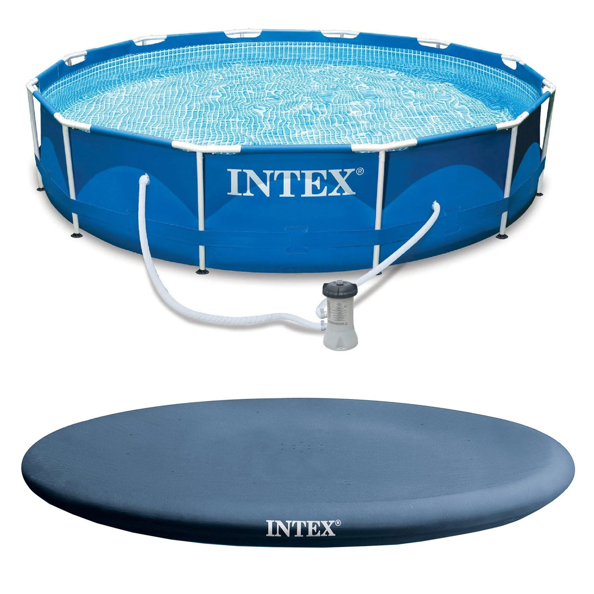12' x 30 Round Metal Frame Swimming Pool with Filter Pump I4993