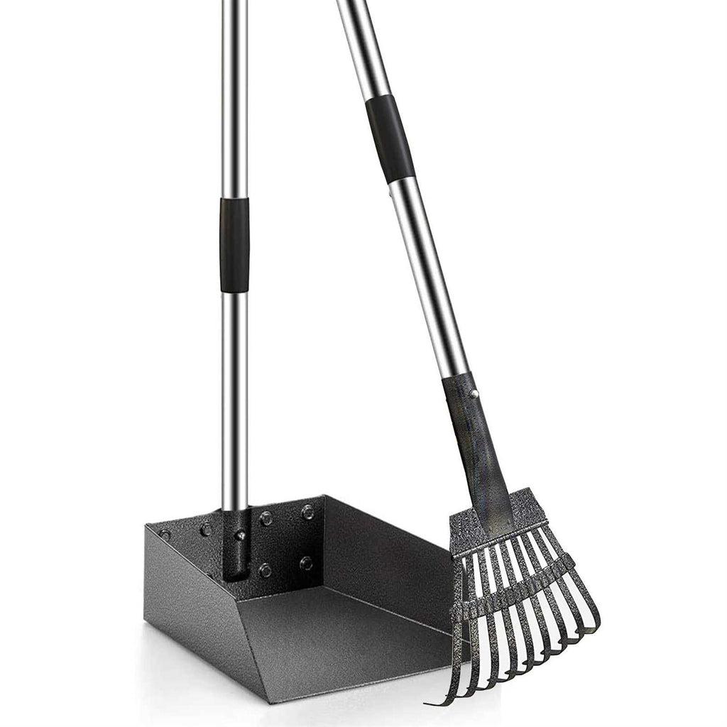 Durable Dog Poop Scoop Long Handle Tray and Rake Set S1737