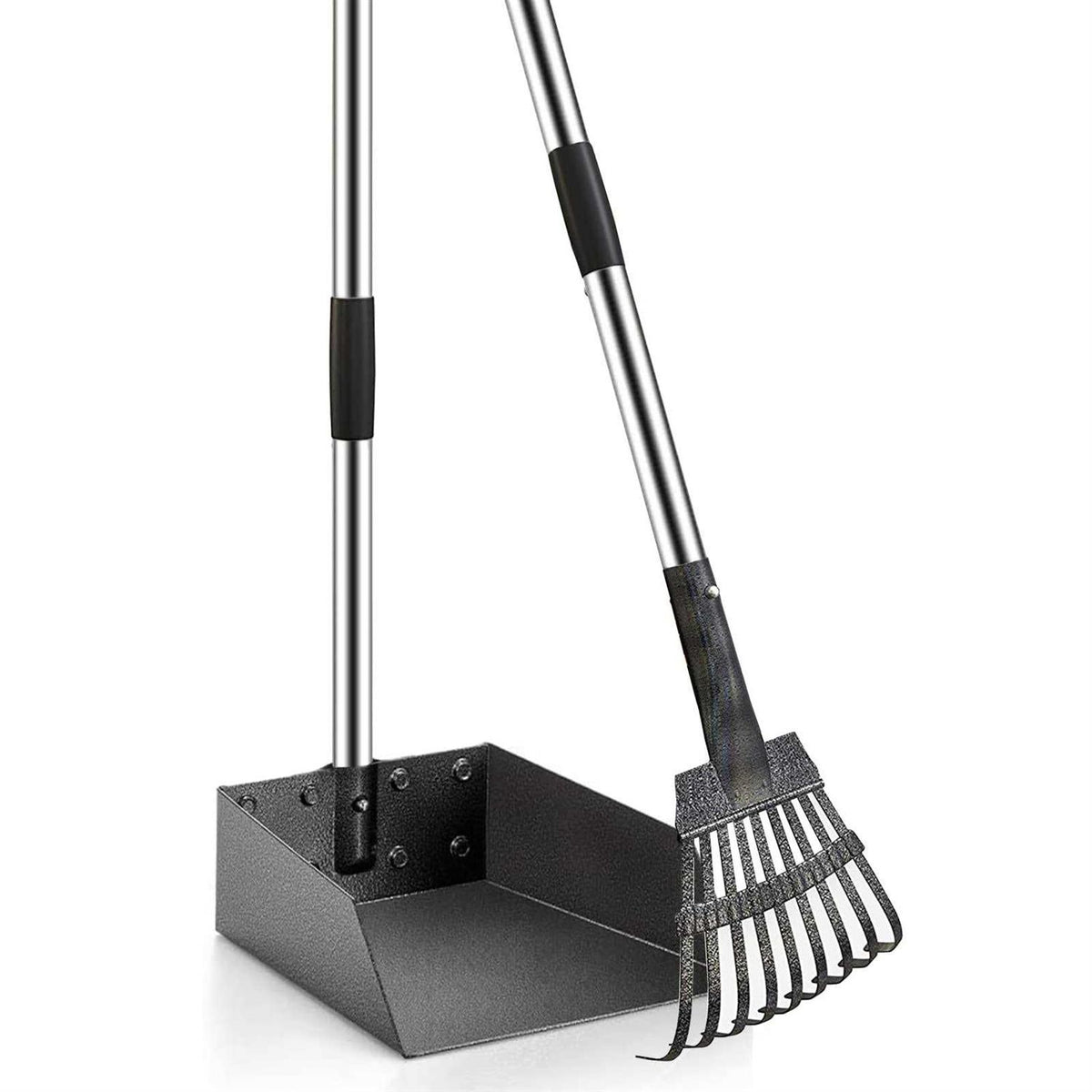 Durable Dog Poop Scoop Long Handle Tray and Rake Set S1737