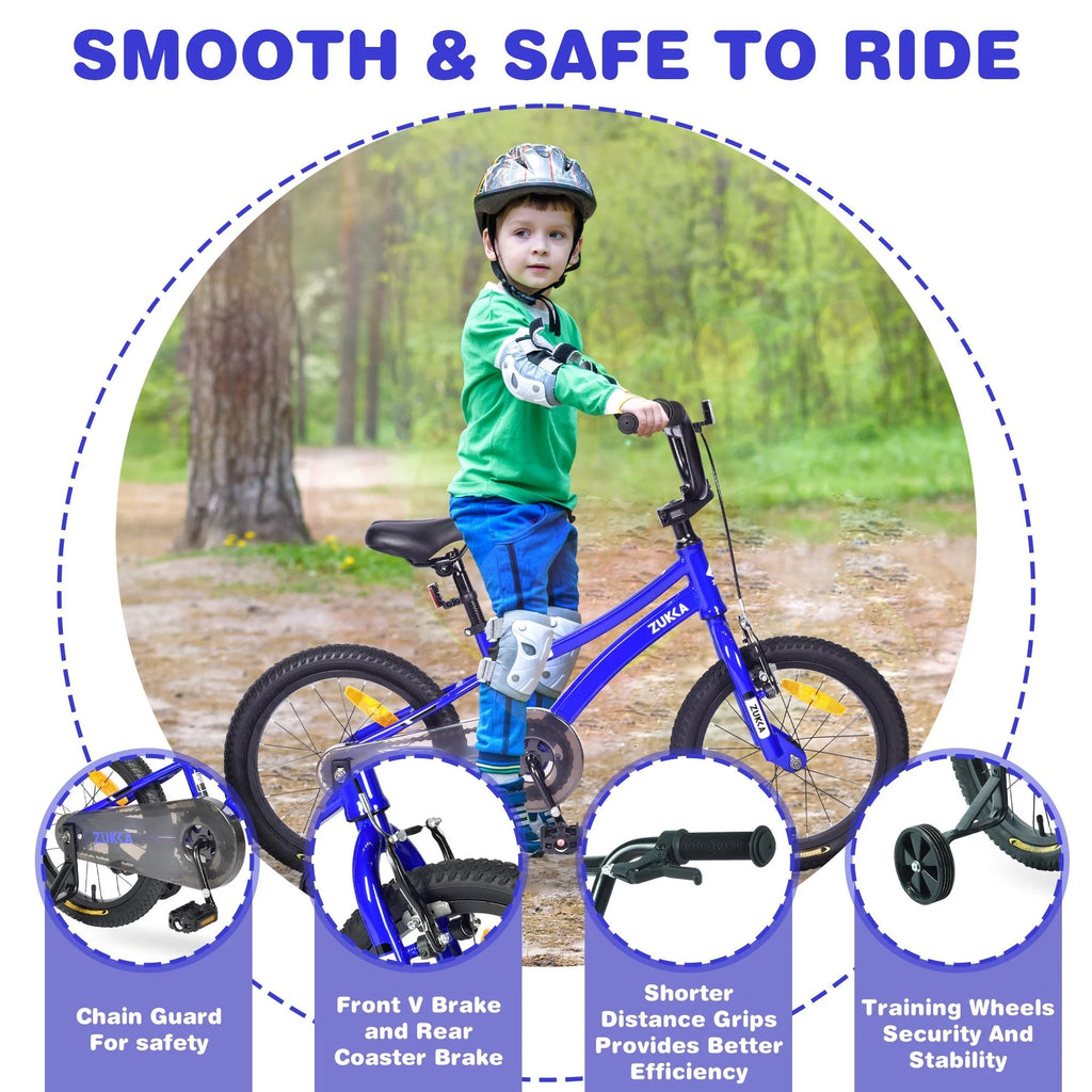 Blue 16 Kids Bike with Auxiliary Wheel V908876