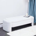 Beige Teddy Fabric Storage Footstool M591049