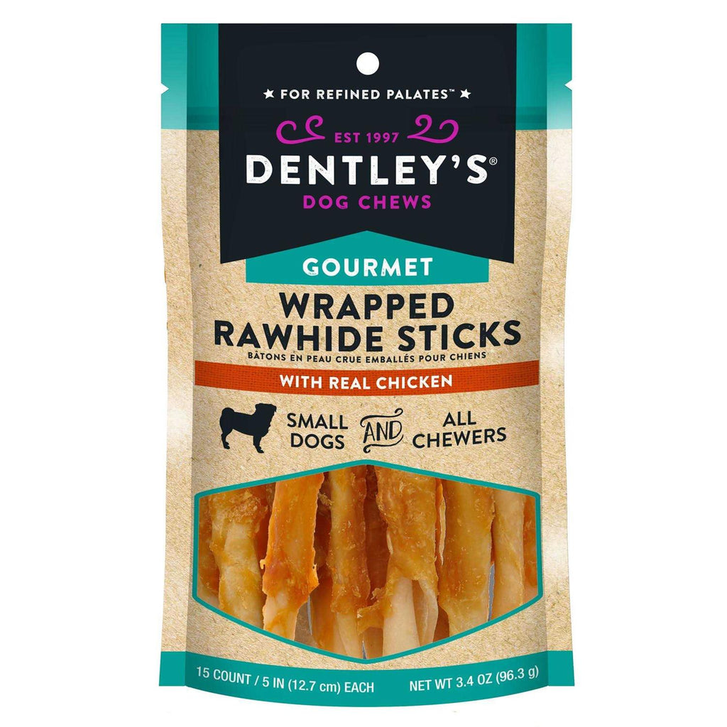 5 Wrapped Rawhide Sticks Dog Treats Chicken O9442