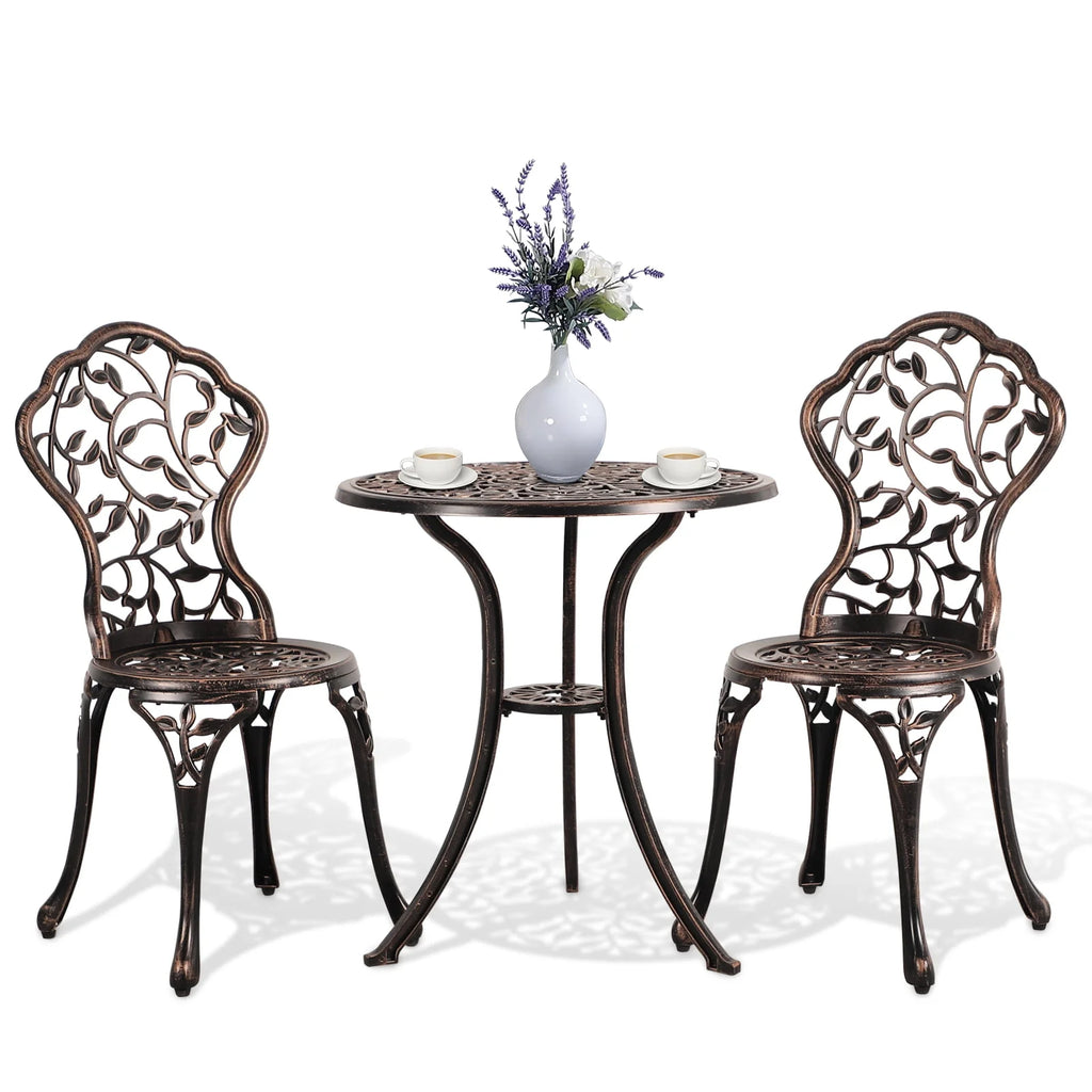 3-Piece Cast Aluminum Bistro Set with Umbrella Hole T39849