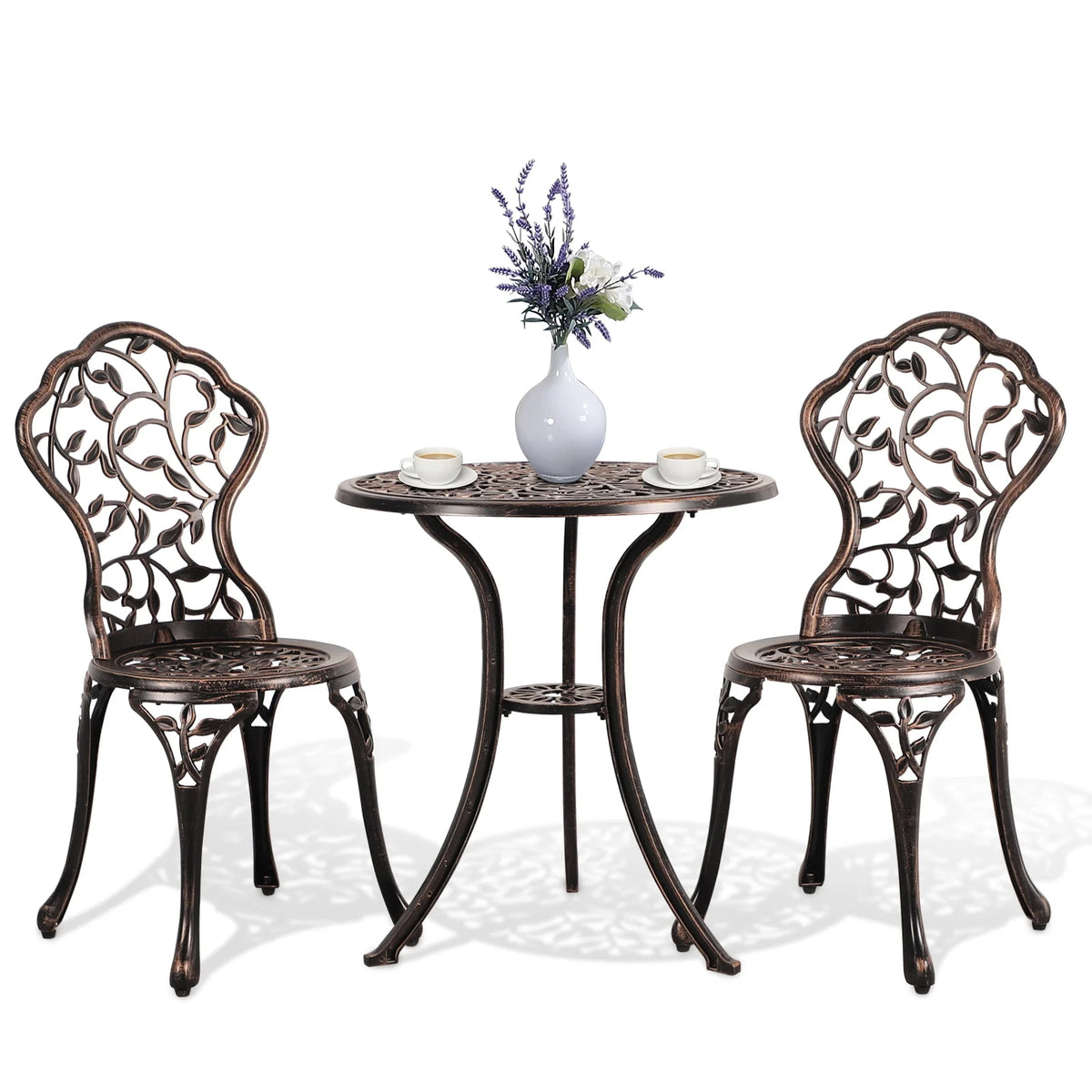 3-Piece Cast Aluminum Bistro Set with Umbrella Hole T39849