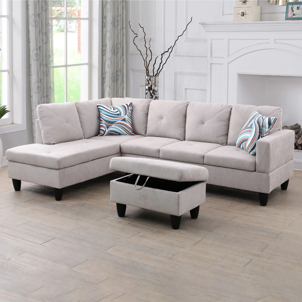 97" 3-Piece Sectional Sofa Set with Ottoman M9569