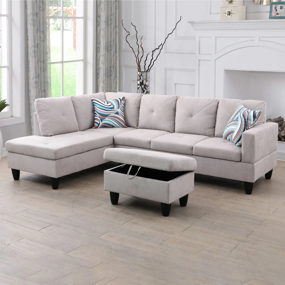 97" 3-Piece Sectional Sofa Set with Ottoman M9569