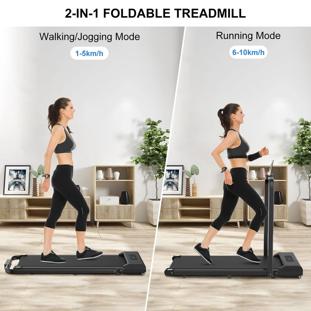 2 in 1 Folding Treadmill 265 lbs Gray G448434