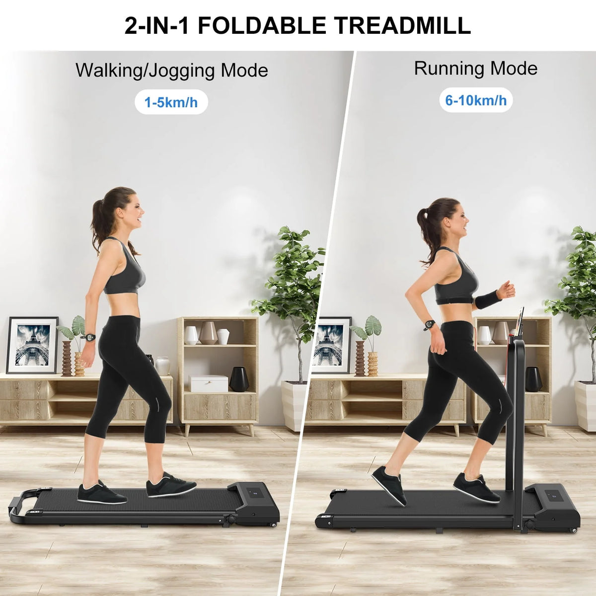 2 in 1 Folding Treadmill 265 lbs Gray G448434