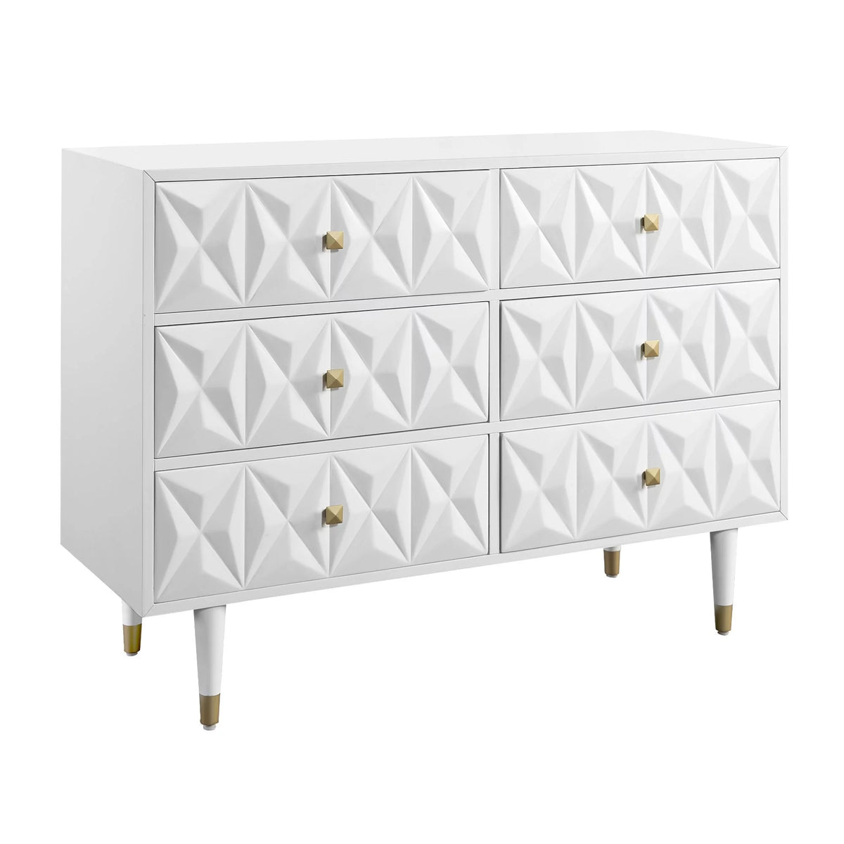 White Six Drawer Dresser H767