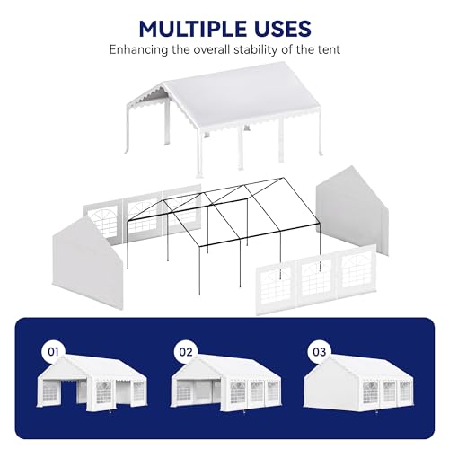 20'x16' Heavy Duty Canopy with Removable Sidewalls & 3 Storage Bags, White I6213