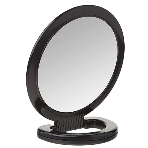 Black Double-Sided Hand Mirror with Stand T4784