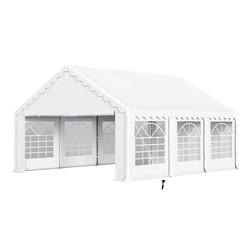 20'x16' Heavy Duty Canopy with Removable Sidewalls & 3 Storage Bags, White I6213