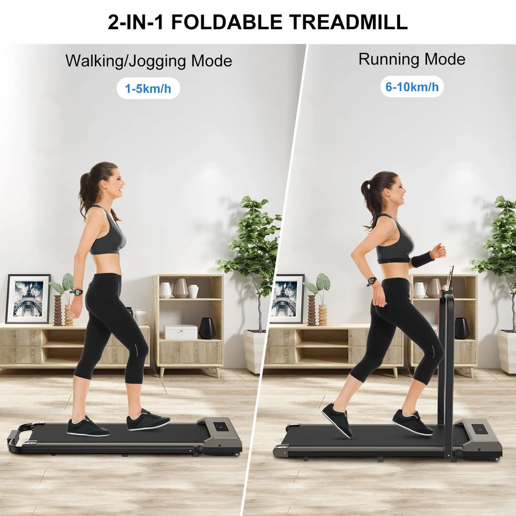 2 in 1 Folding Treadmill 265 lbs Gray G448434