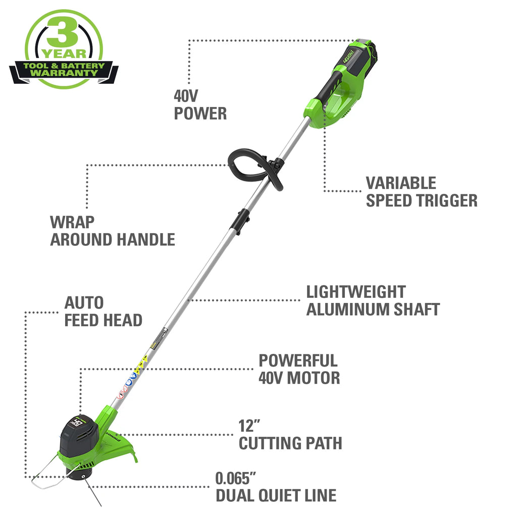 40V String Trimmer Leaf Blower Combo with 2.0 Ah Battery U1799