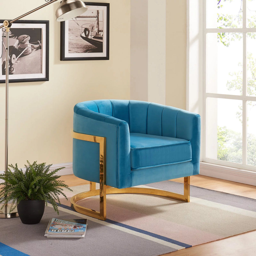 Green Velvet Accent Chair with Stainless Steel Base Z212258