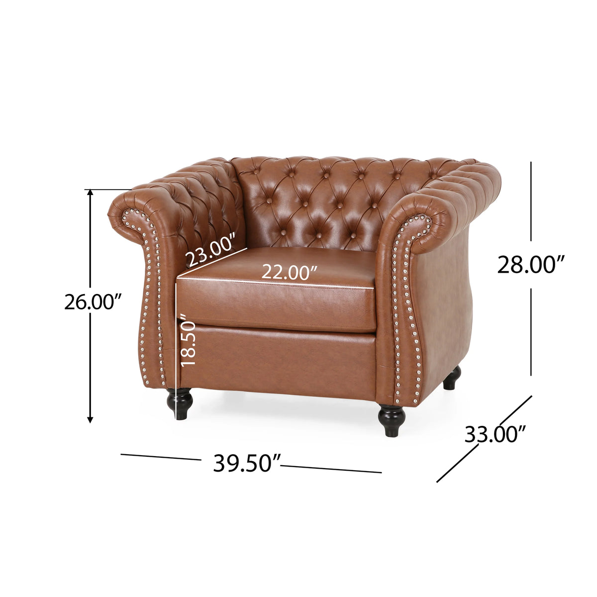 Cognac Brown and Dark Brown Faux Leather Club Chairs, Set of 2 S9231