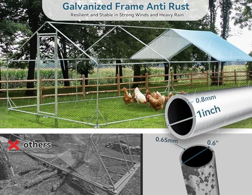 Metal Chicken Coop with Anti-Rust Steel & Waterproof Cover O734218