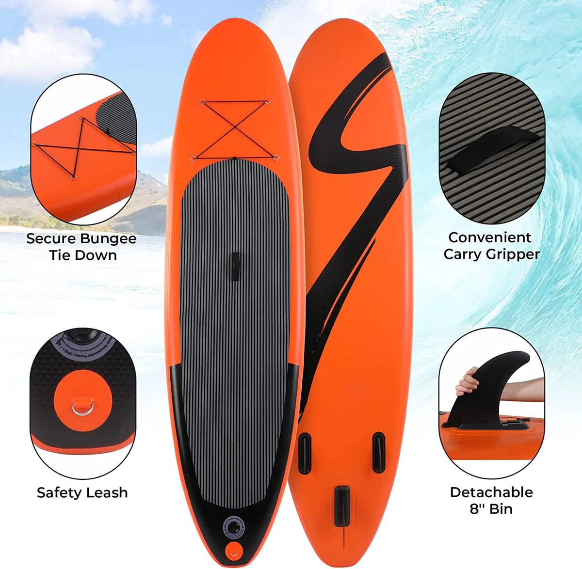 Inflatable Stand Up Paddle Board with Backpack, Leash, Paddle, Hand Pump & Repair Kit P855