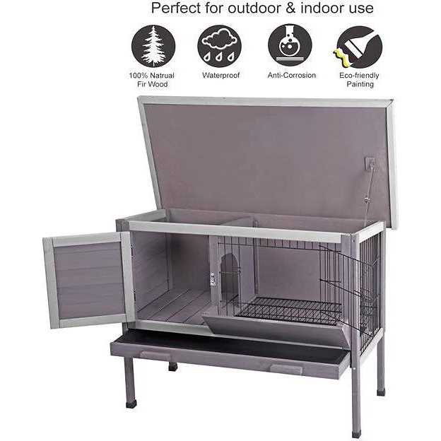 Outdoor Rabbit Hutch with Metal Wire Pan S32854