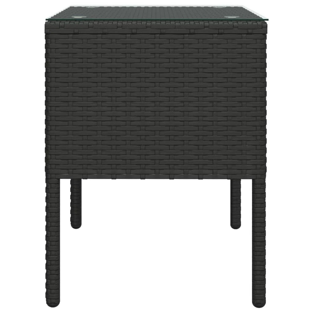 Black Poly Rattan Tempered Glass Side Table S605227