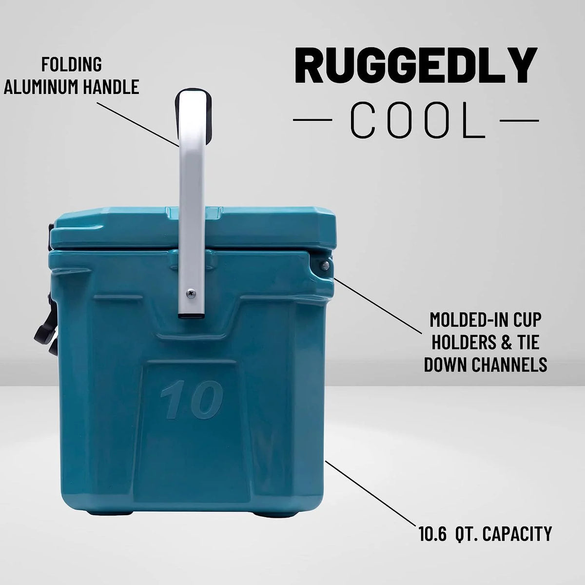 10L Cooler Ice Chest with Carry Handle and Cup Holders O8402