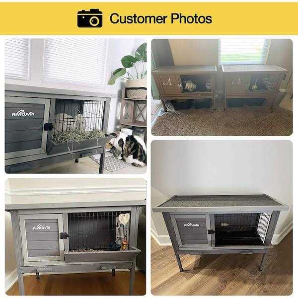 Outdoor Rabbit Hutch with Metal Wire Pan S32854
