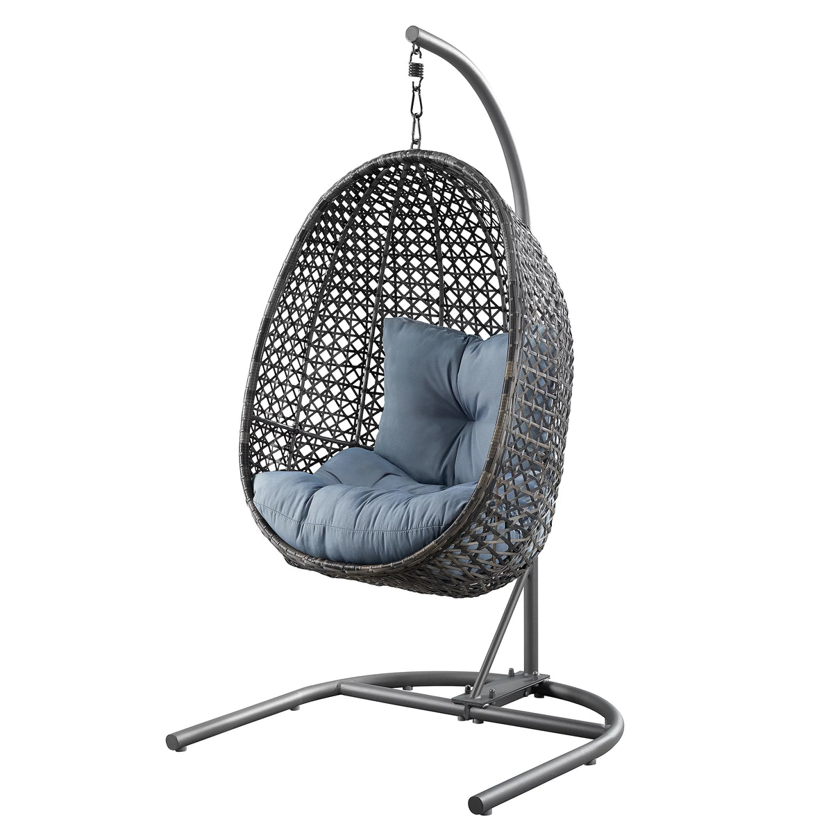 Grey Wicker Hanging Egg Chair with Stand E722