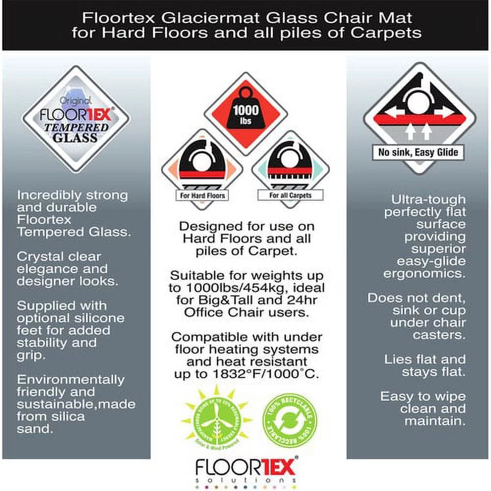 Glass Chairmat 60" x 48" Rectangle Clear M2103