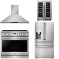 36 Gas Range, Range Hood, Refrigerator and Wine Cooler H894027