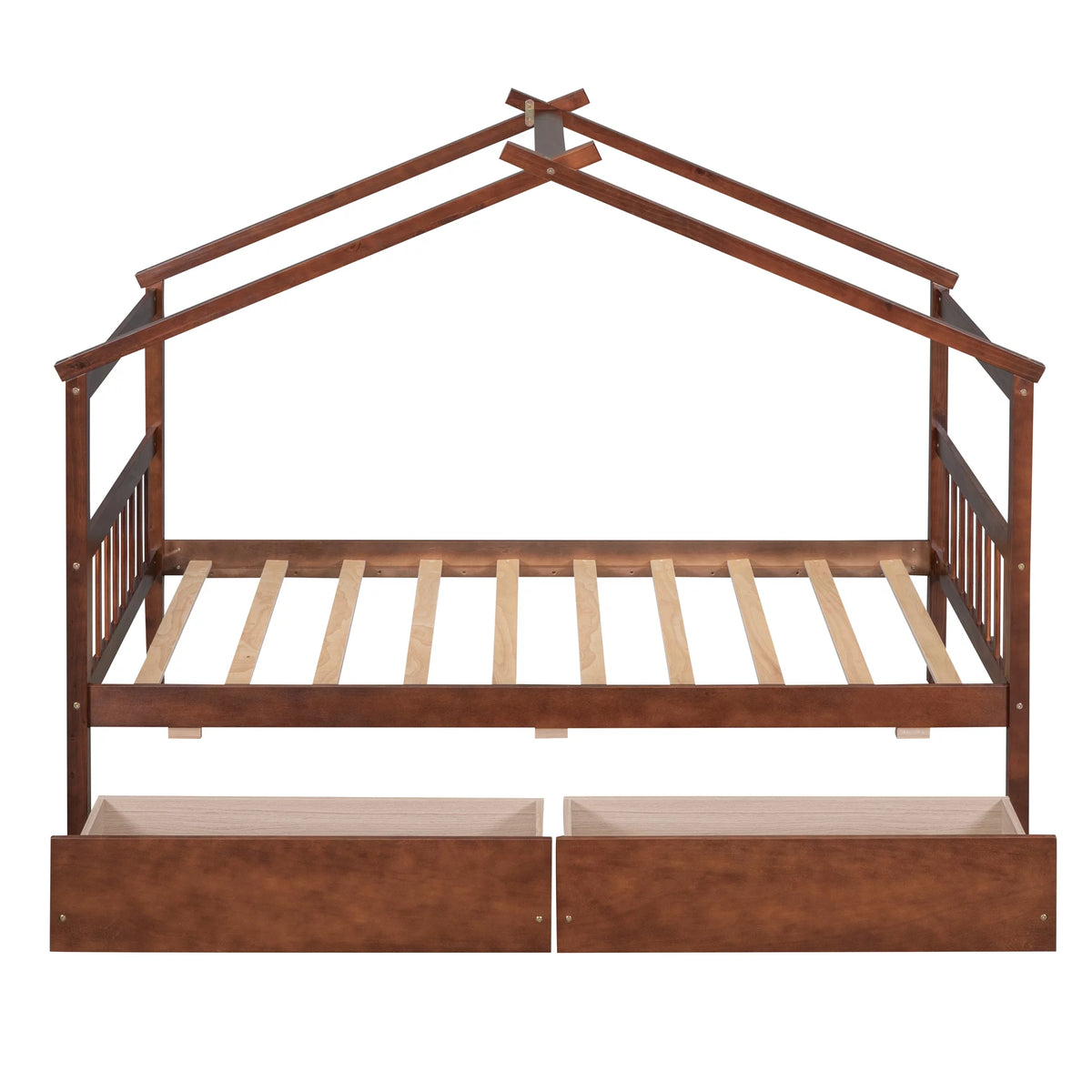 Wood Twin Size House Shaped Canopy Bed with Storage Drawers D625113