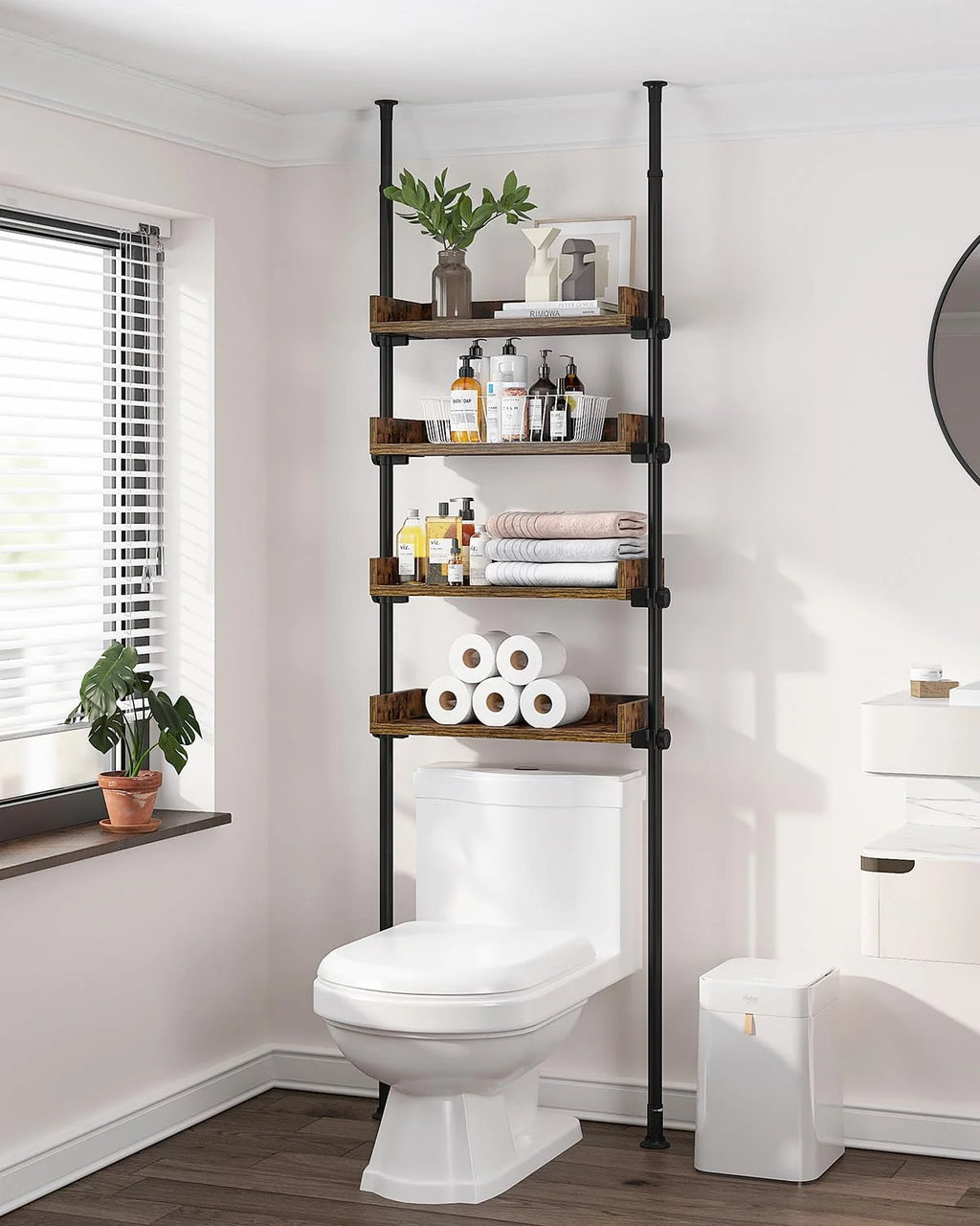 4-Tier Adjustable Wood Over The Toilet Storage N36510